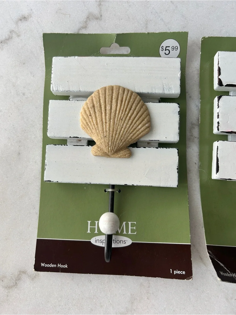 Beige Shell Wall Hook - Set of 2